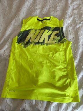 Nike Neon Yellow Sleeveless Dri-FIT Tank with Black Logo